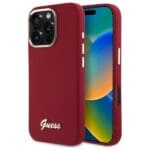 Guess GUHCP16LSMBSLM Magenta Hardcase Silicone Script Metal Logo iPhone 16 Pro Tok