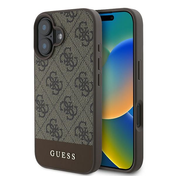 Guess GUHCP16MG4GLBR Brown Hardcase 4G Bottom Stripe iPhone 16 Plus Tok
