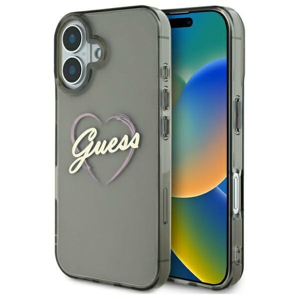 Guess GUHCP16MHCHGSPK Black Hardcase IML Heart iPhone 16 Plus Tok