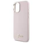 Guess GUHCP16MSMBSLP Pink Hardcase Silicone Script Metal Logo & Frame iPhone 16 Plus Tok