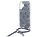Guess GUHCP16SHC4SEB Blue Hardcase Crossbody Cord 4G Print iPhone 16 Tok
