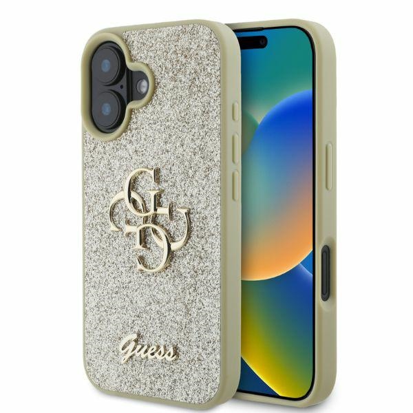 Guess GUHCP16SHG4SGD Gold Hardcase Fixed Glitter Big 4G iPhone 16 Tok
