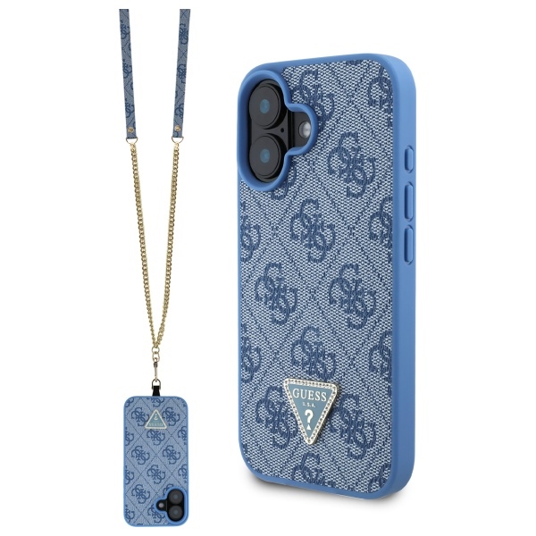 Guess GUHCP16SP4TDSCPB Blue Hardcase Leather Metal Logo Strass Crossbody iPhone 16 Tok