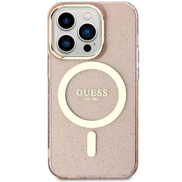 Guess GUHMN61HCMCGP Pink Hardcase Glitter Gold MagSafe iPhone 11/XR Tok