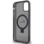 Guess GUHMN61HRSGSK Black Hardcase Ring Stand Script Glitter MagSafe iPhone 11/XR Tok