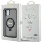 Guess GUHMN61HRSGSK Black Hardcase Ring Stand Script Glitter MagSafe iPhone 11/XR Tok