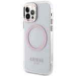 Guess GUHMP12MHTRMP Pink Hardcase Metal Outline MagSafe iPhone 12/12 Pro Tok