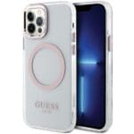 Guess GUHMP12MHTRMP Pink Hardcase Metal Outline MagSafe iPhone 12/12 Pro Tok