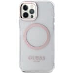 Guess GUHMP12MHTRMP Pink Hardcase Metal Outline MagSafe iPhone 12/12 Pro Tok