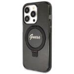 Guess GUHMP13LHRSGSK Black Hardcase Ring Stand Script Glitter MagSafe iPhone 13/13 Pro Tok