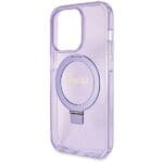 Guess GUHMP14LHRSGSU Purple Hardcase Ring Stand Script Glitter MagSafe iPhone 14 Pro Tok