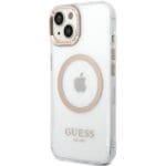 Guess GUHMP15MHTRMD Gold Hardcase Metal Outline MagSafe iPhone 14 Plus/15 Plus Tok