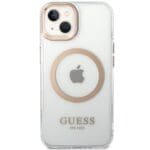 Guess GUHMP15MHTRMD Gold Hardcase Metal Outline MagSafe iPhone 14 Plus/15 Plus Tok