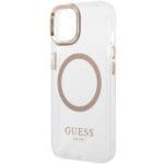 Guess GUHMP15MHTRMD Gold Hardcase Metal Outline MagSafe iPhone 14 Plus/15 Plus Tok