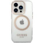 Guess GUHMP15SHTRMD Gold Hardcase Metal Outline MagSafe iPhone 13/14/15 Tok