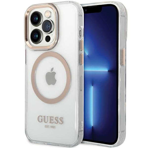 Guess GUHMP15SHTRMD Gold Hardcase Metal Outline MagSafe iPhone 13/14/15 Tok