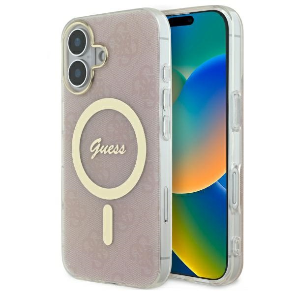 Guess GUHMP16MH4STP Pink Hardcase IML 4G MagSafe iPhone 16 Plus Tok