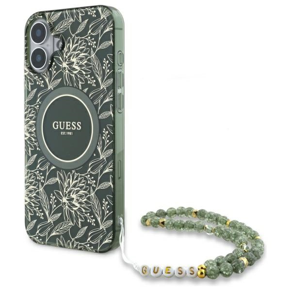 Guess GUHMP16MHCPOFPA Green Hardcase IML Flowers Allover Electro With Pea iPhone 16 Plus Tok
