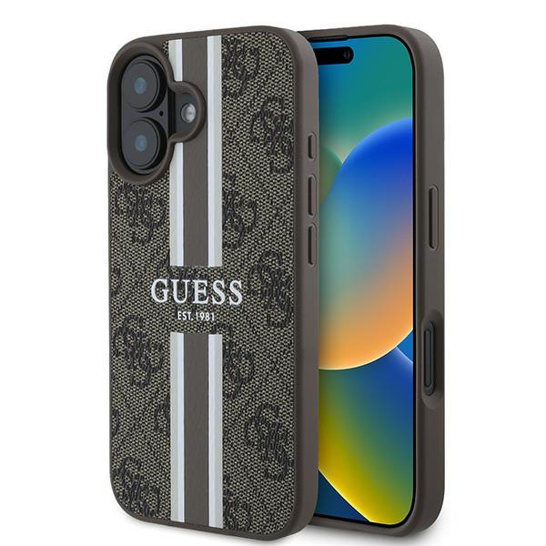 Guess GUHMP16MP4RPSW Brown Hardcase 4G Printed Stripes MagSafe iPhone 16 Plus Tok