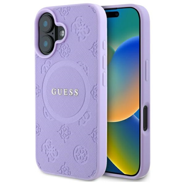 Guess GUHMP16MPSAPSMEU Purple Hardcase Saffiano Peony Classic Logo iPhone 16 Plus Tok