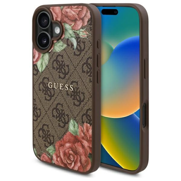 Guess GUHMP16SP4ROPEMCW Brown Hardcase 4G Flowers Print MagSafe iPhone 16 Tok
