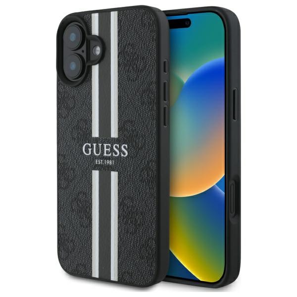 Guess GUHMP16SP4RPSK Black Hardcase 4G Printed Stripes MagSafe iPhone 16 Tok