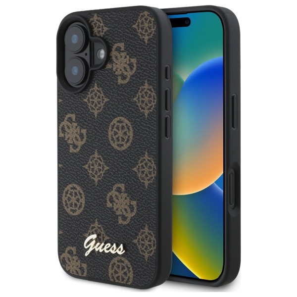 Guess GUHMP16SPGPYSK Black Hardcase Peony Script MagSafe iPhone 16 Tok