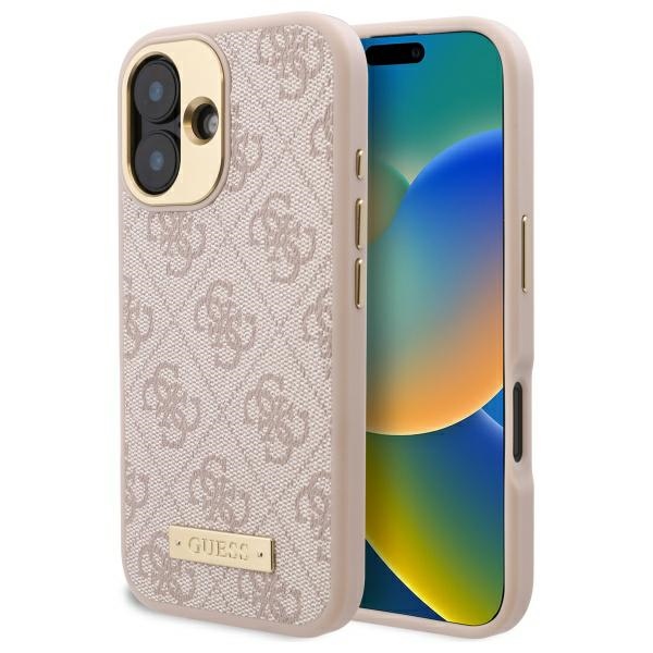 Guess GUHMP16SU4GPRP Pink Hardcase 4G Logo Plate MagSafe iPhone 16 Tok