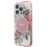 Guess GUHMP16XHFWBDCEP Pink Hardcase IML Flower & Tonal Circle MagSafe iPhone 16 Pro Max Tok