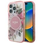 Guess GUHMP16XHFWBDCEP Pink Hardcase IML Flower & Tonal Circle MagSafe iPhone 16 Pro Max Tok