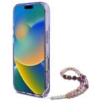 Guess GUHMP16XHFWBRCESU Purple Hardcase IML Flowers With Pearl Strap iPhone 16 Pro Max Tok