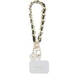 Guess GUOUCHSAMC4K Universal Hand Strap Black Saffiano Chain 4G Charm