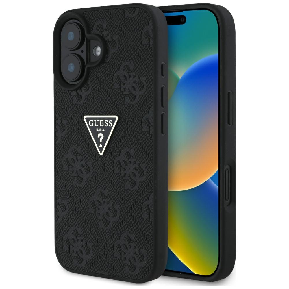 Guess Hot Stamp 4G Pattern Triangle Metal Logo Black iPhone 16 Tok