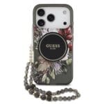 Guess IML Flowers Strap MagSafe Black iPhone 17 Pro Tok