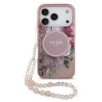 Guess IML Flowers Strap MagSafe Pink iPhone 17 Pro Tok