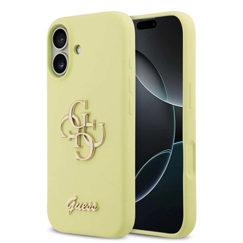 Guess Liquid Silicone 4G Metal Logo Yellow iPhone 17 Tok