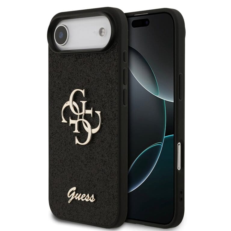 Guess PU Fixed Glitter 4G Metal Logo Black iPhone 17 Air Tok