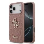 Guess PU Fixed Glitter 4G Metal Logo Pink iPhone 17 Pro Max Tok
