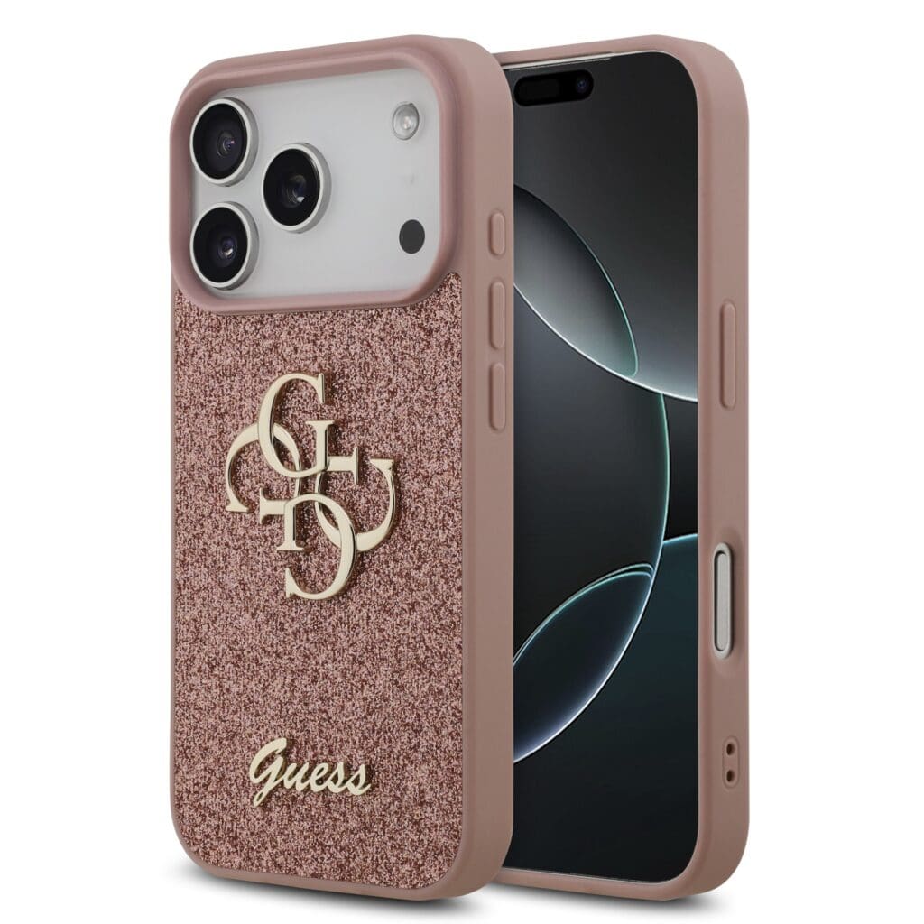 Guess PU Fixed Glitter 4G Metal Logo Pink iPhone 17 Pro Tok