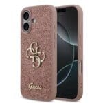 Guess PU Fixed Glitter 4G Metal Logo Pink iPhone 17 Tok