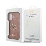 Guess PU Fixed Glitter 4G Metal Logo Pink iPhone 17 Tok