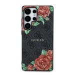 Guess PU Leather 4G Flowers Print Metal Classic Logo MagSafe Black Samsung Galaxy S25 Ultra Tok