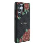 Guess PU Leather 4G Flowers Print Metal Classic Logo MagSafe Black Samsung Galaxy S25 Ultra Tok