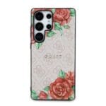 Guess PU Leather 4G Flowers Print Metal Classic Logo MagSafe Pink Samsung Galaxy S25 Ultra Tok