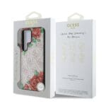 Guess PU Leather 4G Flowers Print Metal Classic Logo MagSafe Pink Samsung Galaxy S25 Ultra Tok
