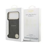 Guess PU Leather 4G Gold Frame MagSafe Black iPhone 17 Pro Max Tok