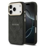 Guess PU Leather 4G Gold Frame MagSafe Black iPhone 17 Pro Tok