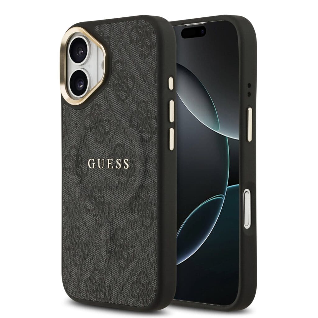 Guess PU Leather 4G Gold Frame MagSafe Black iPhone 17 Tok