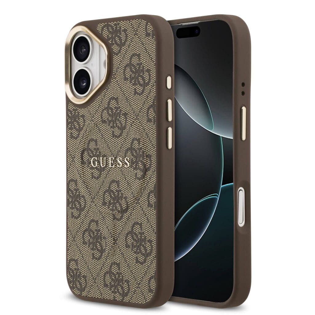 Guess PU Leather 4G Gold Frame MagSafe Brown iPhone 17 Tok