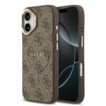 Guess PU Leather 4G Gold Frame MagSafe Brown iPhone 17 Tok